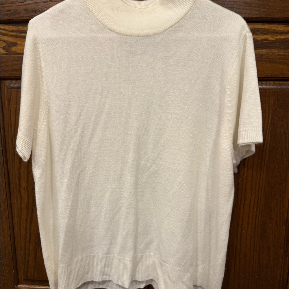 Vintage Blair Short Sleeve Sweater XLG PET Off White Ivory Cream Petite
